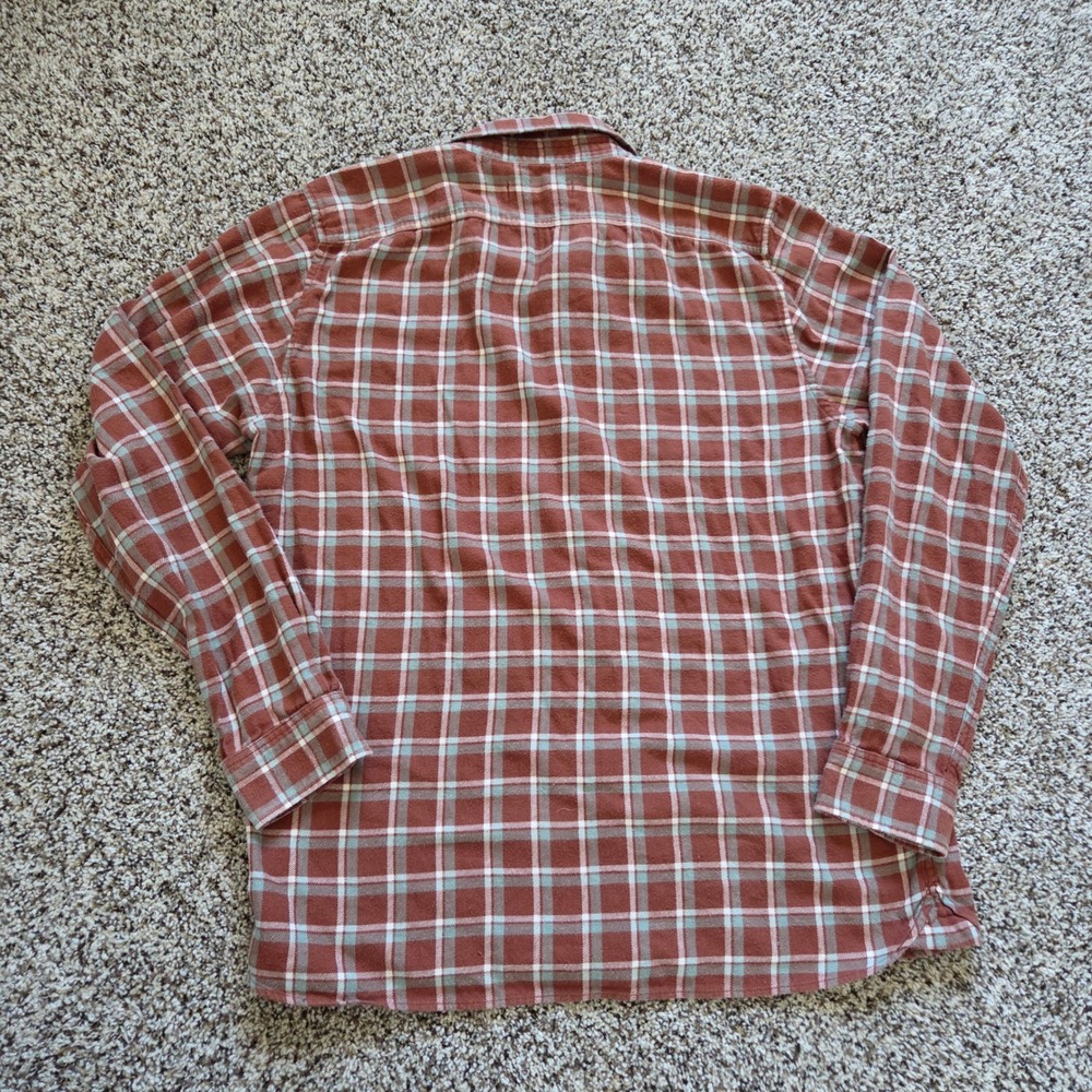 Outerknown Flannel Shirt Mens Large Brown Plaid Organic Cotton L/S - Picture 7 of 7